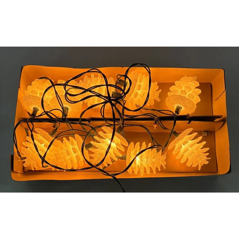 Vtg Silvestri Large Pine Cone Pinecone Christmas String Lights